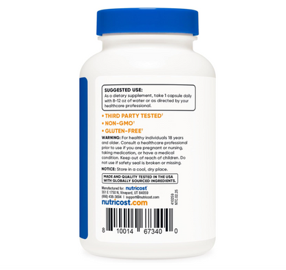 Pygeum Nutricost | 5000 mg | 120 Cápsulas vegetarianas | Ssin OMG, sin gluten