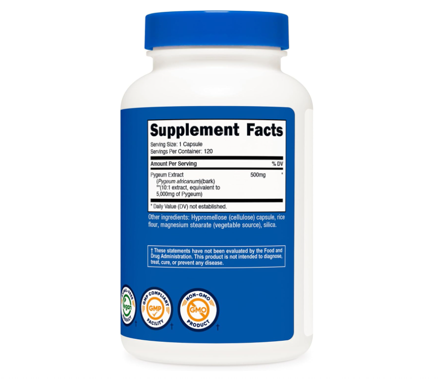 Pygeum Nutricost | 5000 mg | 120 Cápsulas vegetarianas | Ssin OMG, sin gluten