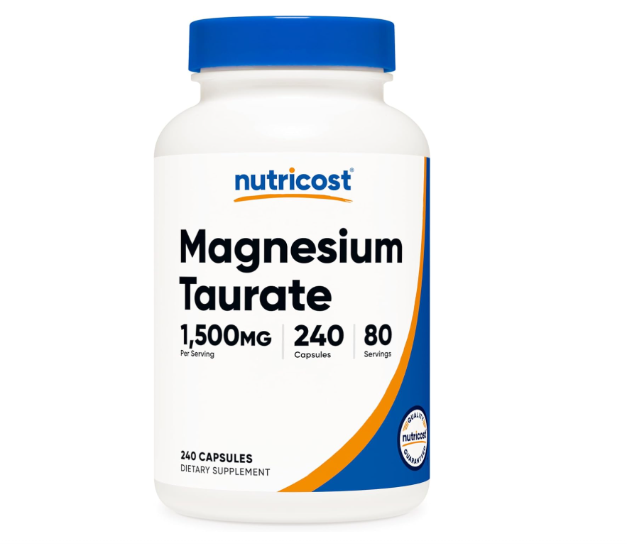 Taurato de Magnesio Nutricost | 1,500 mg | 240 Cápsulas | Sin gluten, sin OMG, Vegano