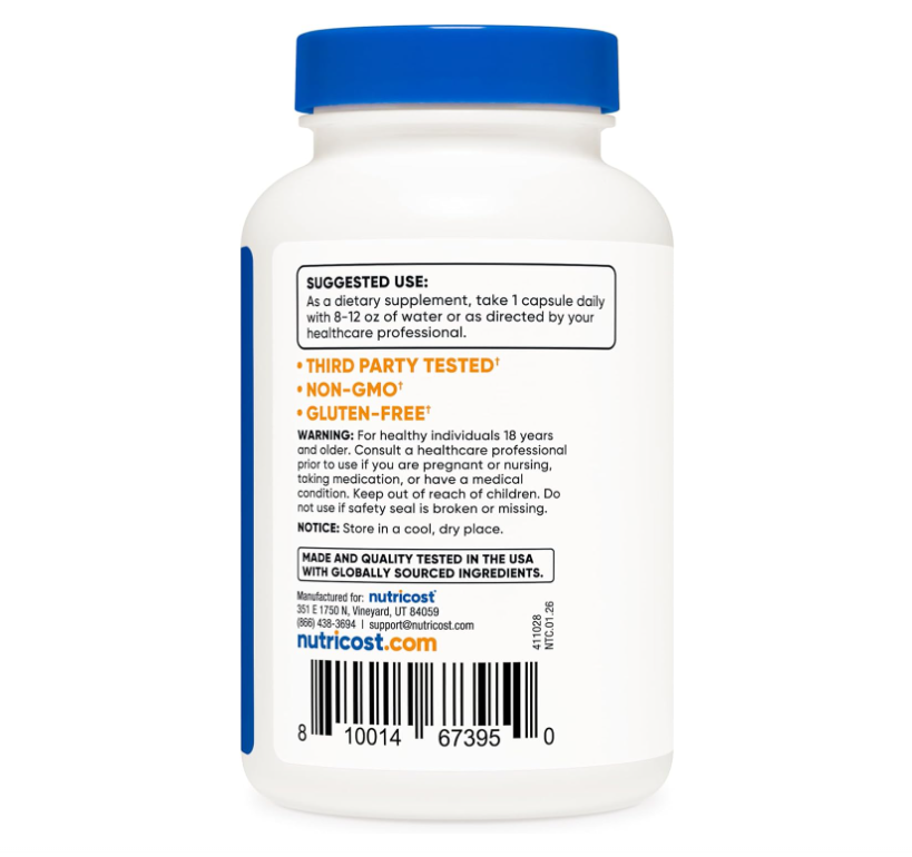Flor de la Pasión Nutricost 1,500 mg | 120 Cápsulas | Sin gluten, sin OMG y apto para vegetarianos