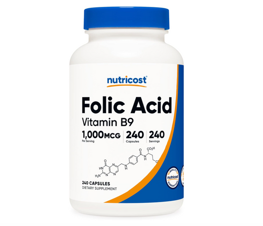 Ácido Fólico Nutricost  (Vitamina B9) 1000 mcg | 240 Cápsulas