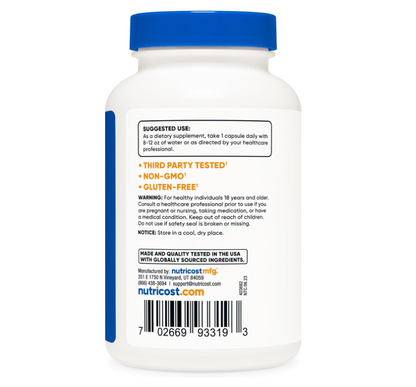 Ácido Fólico Nutricost  (Vitamina B9) 1000 mcg | 240 Cápsulas