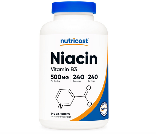 Niacina Nutricost (Vitamina B3) | 500mg | 240 Cápsulas