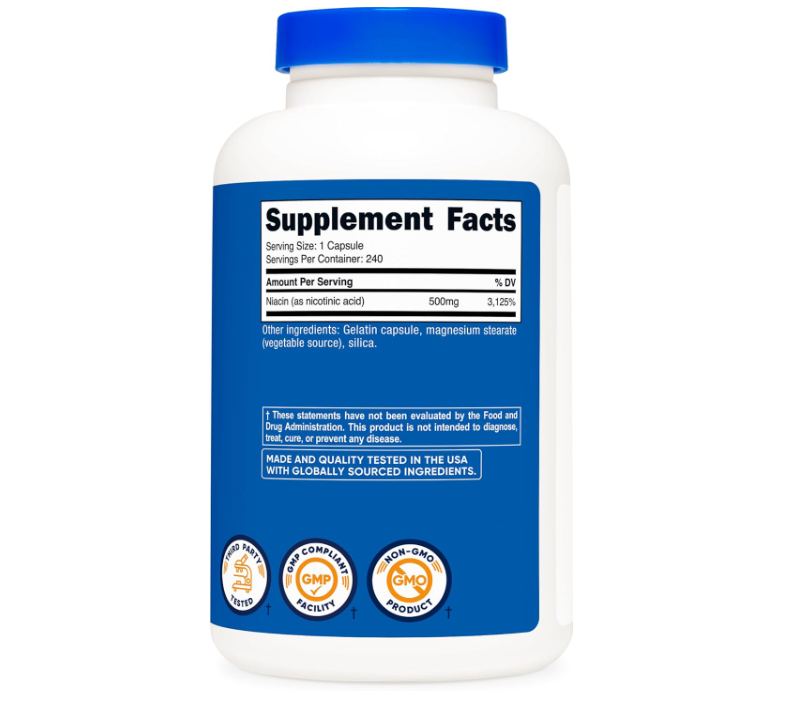 Niacina Nutricost (Vitamina B3) | 500mg | 240 Cápsulas