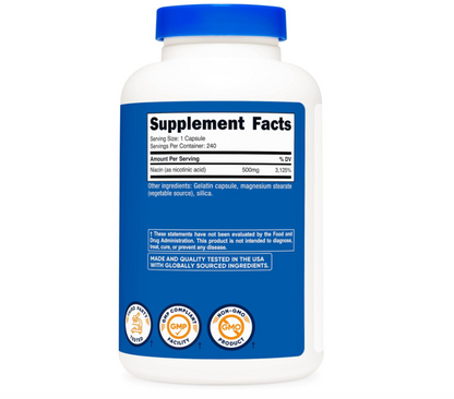 Niacina Nutricost (Vitamina B3) | 500mg | 240 Cápsulas