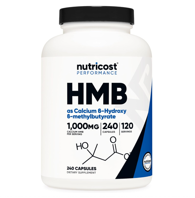 HMB (Beta-Hidroxi Beta-Metilbutirato)  Nutricost  | 1000 mg | 240 Cápsulas | Sin gluten y sin OGM