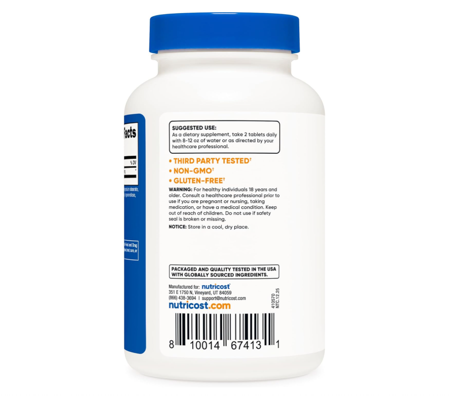 L-citrulina Nutricost  2500 mg | 120 Tabletas | Suplemento sin OMG y sin gluten