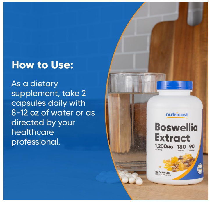 Boswellia Nutricost 1200mg | 180 Cápsulas Sin gluten y sin OMG