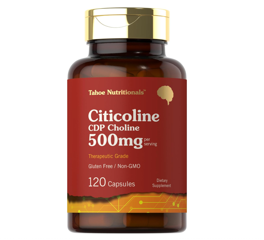 Citicolina Tahoe Nutritionals  | 500 mg | 120 Cápsulas | CDP colina | Grado terapéutico | Sin OMG y sin gluten