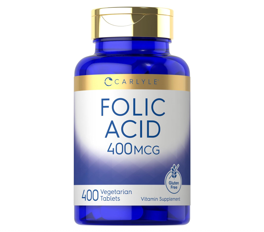 Ácido fólico Carlyle 400 mcg | 400 tabletas | Vegetariano, sin OMG