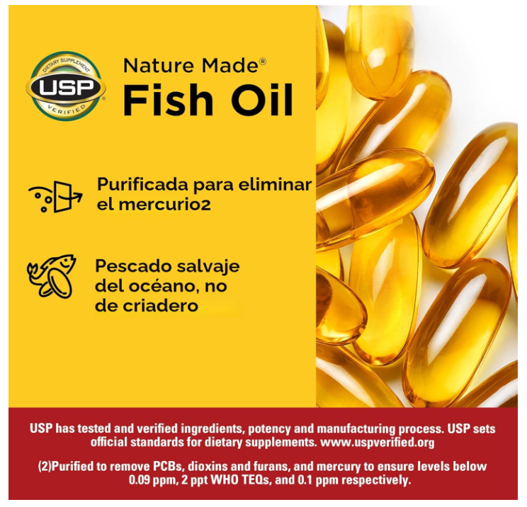 Aceite de Pescado Nature Made | Omega 3 |  1200 mg | 100 Uds | Apoyo cardíaco saludable