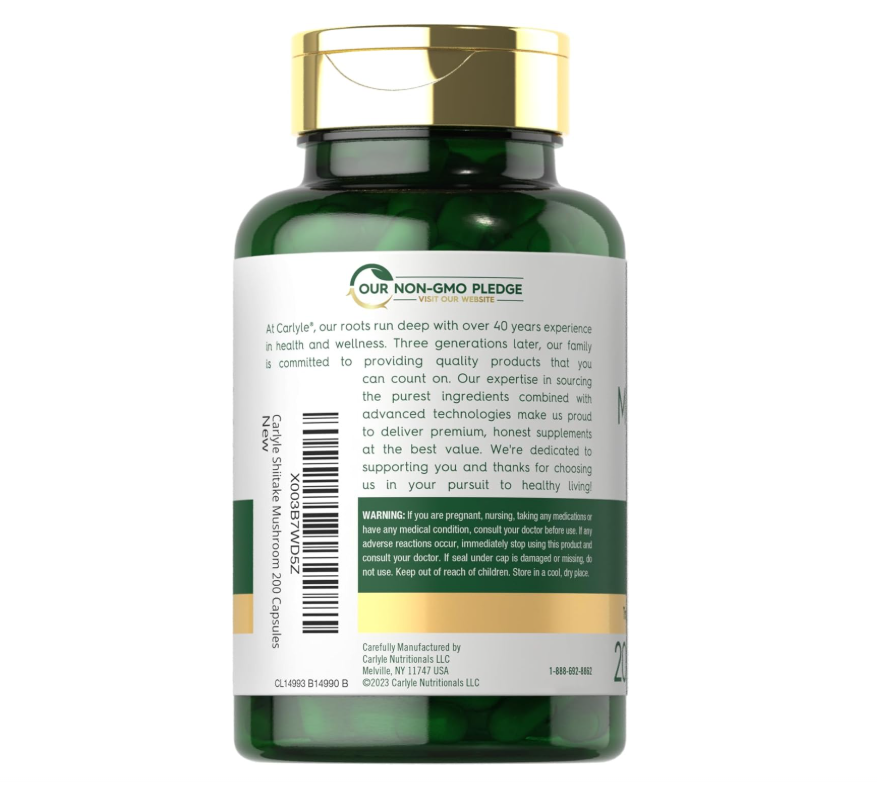 Shiitake Carlyle  3000mg | 200 cápsulas | Sin OMG, Sin gluten