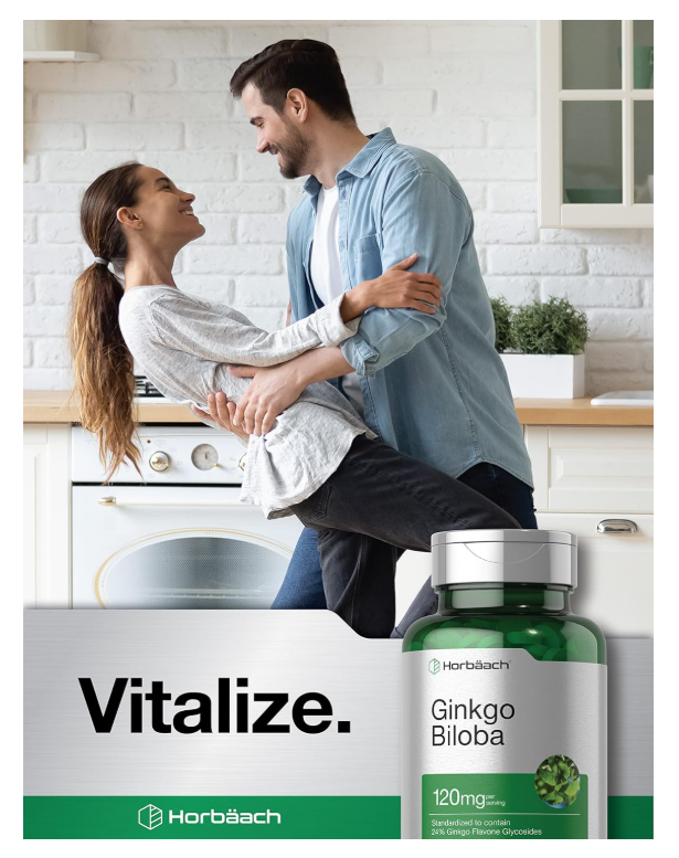 Ginkgo Biloba Horbäach 120 mg | 240 Tabletas | Con Glucósidos de Flavona | Vegetariano, Sin OMG y Sin Gluten