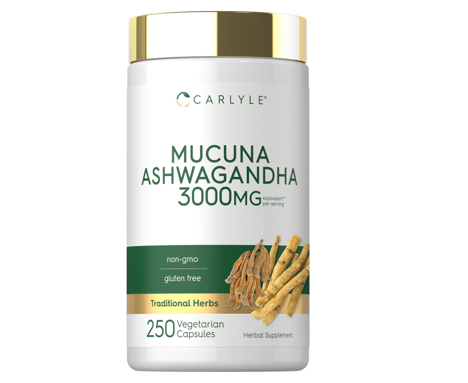 Mucuna con Ashwagandha Carlyle | 250 Cápsulas | Vegetariano, Sin OMG, Sin Gluten