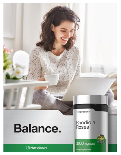 Rhodiola Rosea Horbäach | 180 Unidades | Suplemento sin OMG, sin Gluten