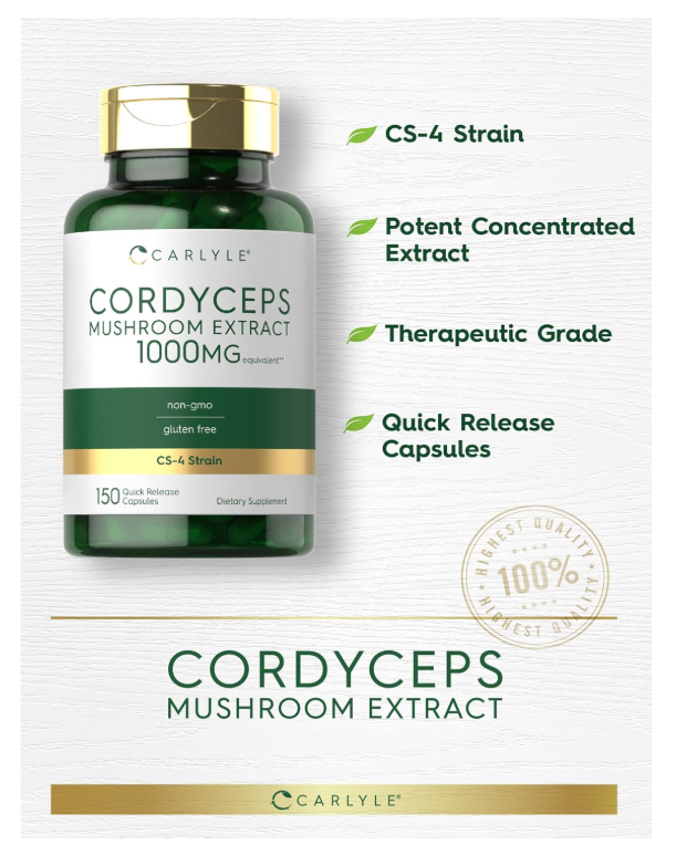 Cordyceps Carlyle  | 150 Unidades | Cepa CS-4 | Sin OMG y Sin Gluten