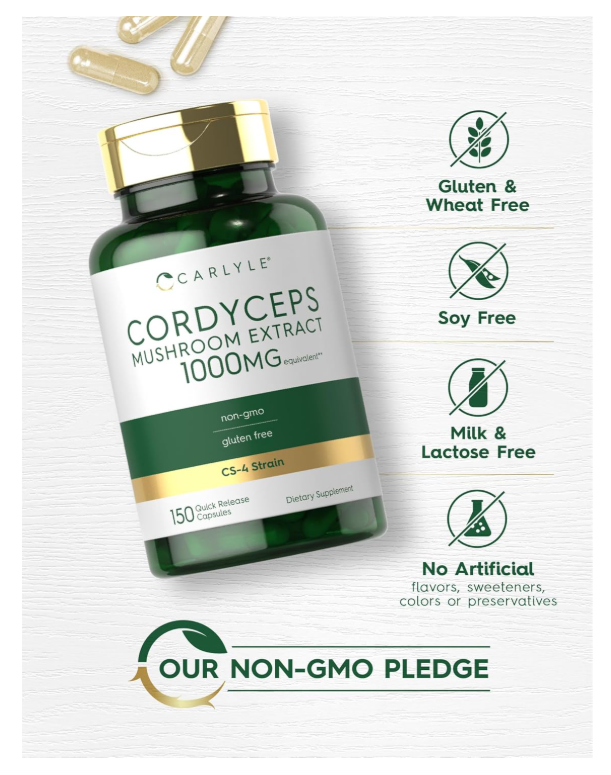 Cordyceps Carlyle  | 150 Unidades | Cepa CS-4 | Sin OMG y Sin Gluten