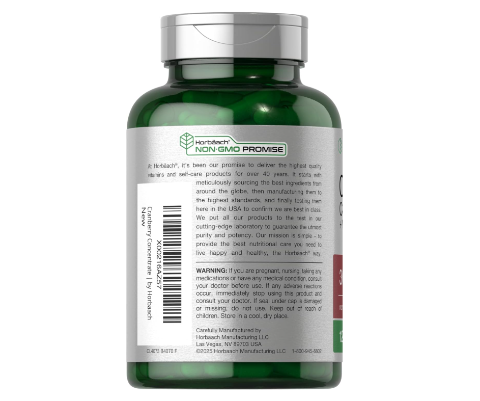 Arándano + Vitamina C Horbäach | 30,000 mg | 120 Cápsulas | Fórmula de Triple Potencia | Sin OMG