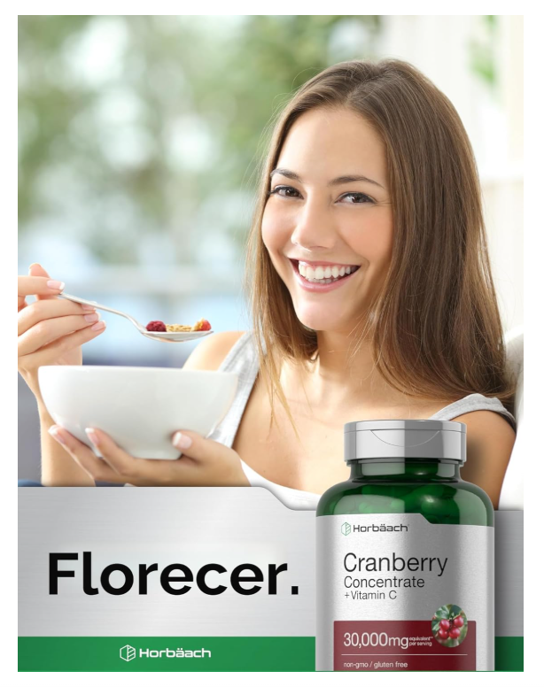 Arándano + Vitamina C Horbäach | 30,000 mg | 120 Cápsulas | Fórmula de Triple Potencia | Sin OMG