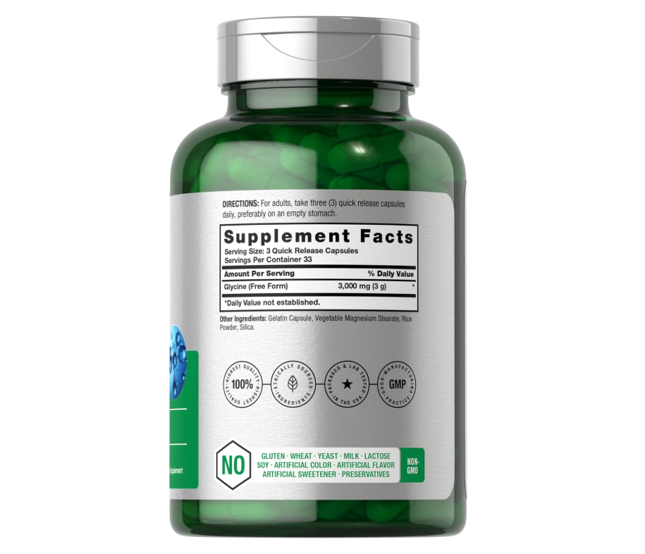 Glicina Horbäach  3000 mg | 100 Cápsulas  Sin OMG, Sin Gluten