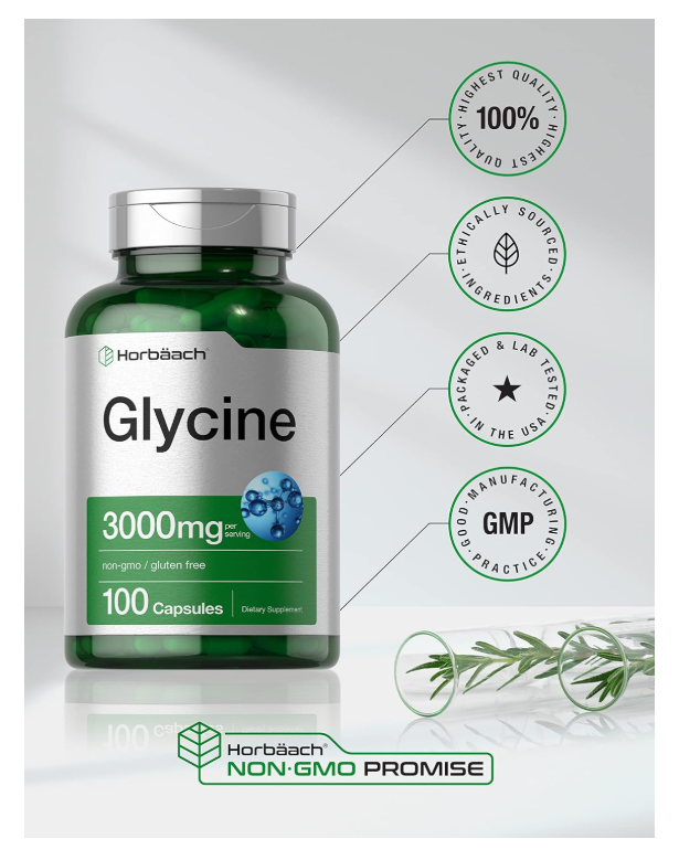 Glicina Horbäach  3000 mg | 100 Cápsulas  Sin OMG, Sin Gluten