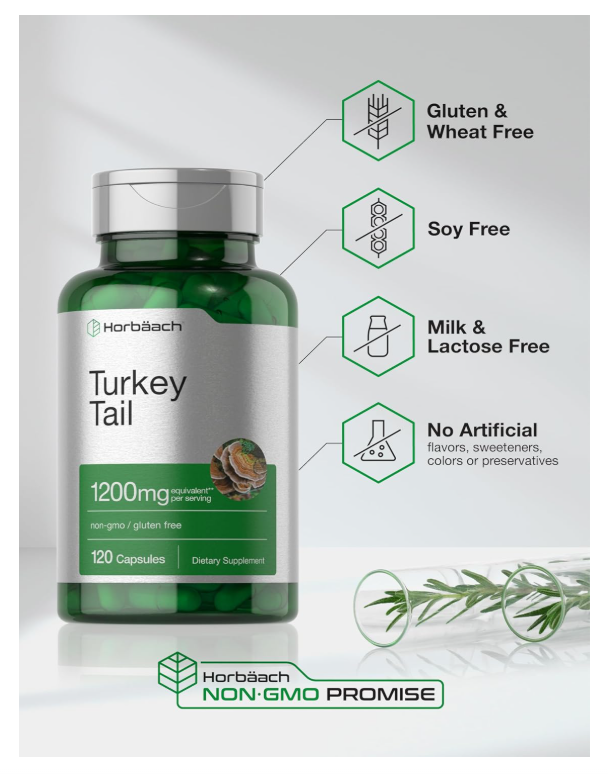 Cola de Pavo Horbäach | 1200mg | 120 Unidades | Extracto sin OMG y Sin Gluten