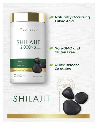 Shilajit Carlyle  | 2000mg | 90 Unidades | Suplemento sin OMG y Sin Gluten