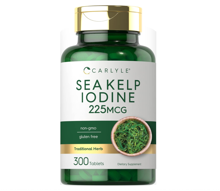 Yodo de Alga Marina | 225 mcg | 300 Tabletas | Sin GMO, Sin Gluten | Suplemento de hierbas tradicionales