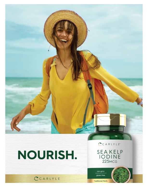 Yodo de Alga Marina | 225 mcg | 300 Tabletas | Sin GMO, Sin Gluten | Suplemento de hierbas tradicionales