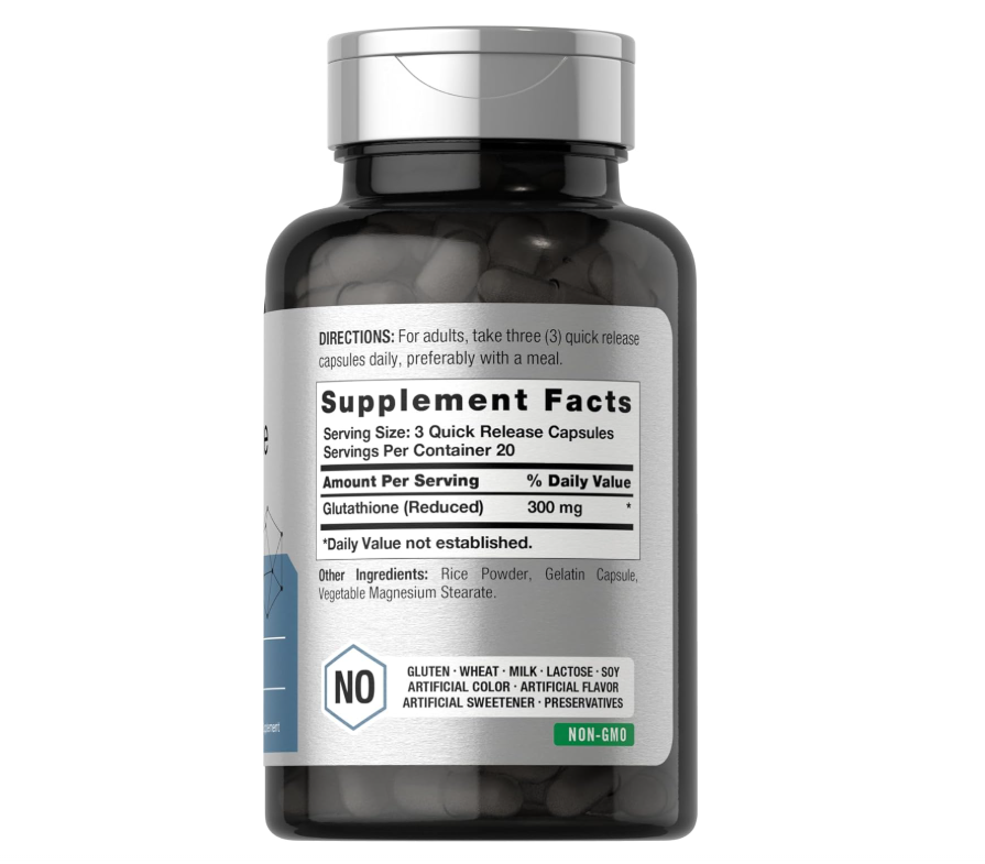 Glutatión Horbäach 300mg | 60 Cápsulas | Suplemento sin OMG y sin Gluten