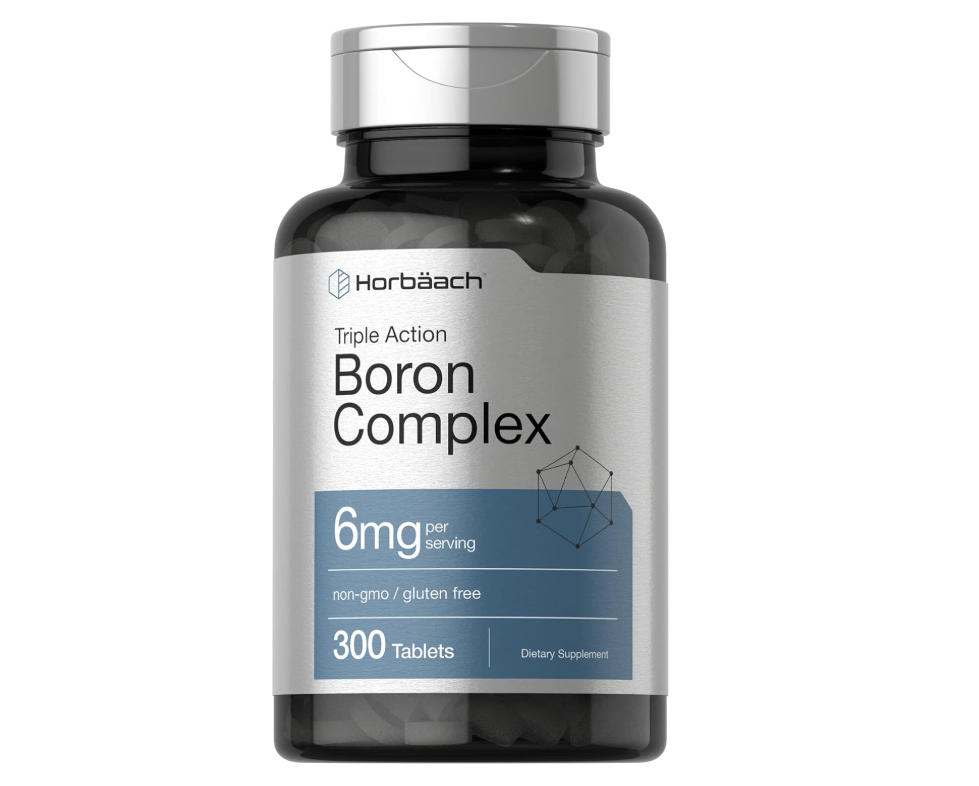 Boro Horbaach 6 mg | 300 Tabletas | Vegetariano, sin OMG y sin Gluten | Citrato de Boro de Triple Acción, Glicinato de boro