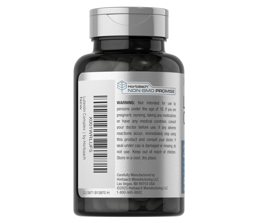 Luteolina Horbäach  | 200 mg | 50 Cápsulas | Complejo con Rutina | Vegetariano, sin OMG y sin Gluten