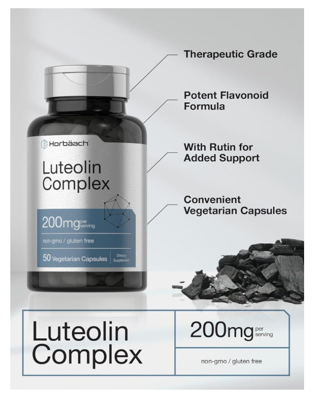 Luteolina Horbäach  | 200 mg | 50 Cápsulas | Complejo con Rutina | Vegetariano, sin OMG y sin Gluten