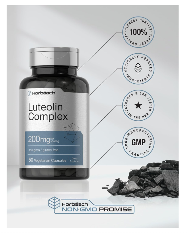 Luteolina Horbäach  | 200 mg | 50 Cápsulas | Complejo con Rutina | Vegetariano, sin OMG y sin Gluten