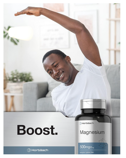 Magnesio Horbäach  500mg | 180 Cápsulas | Suplemento Vegetariano, sin OMG y sin Gluten