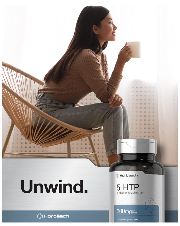 5HTP Horbäach 200 mg | 180 Cápsulas | 5 hidroxitriptófano | Griffonia Simplicifolia | Extra fuerte | Sin OMG, sin Gluten