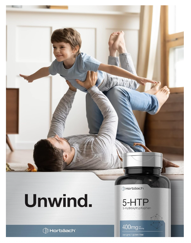 5HTP Horbäach | 400 mg | 120 Unidades | Extra Fuerte | Sin OMG, sin Gluten | 5 hidroxitriptófano
