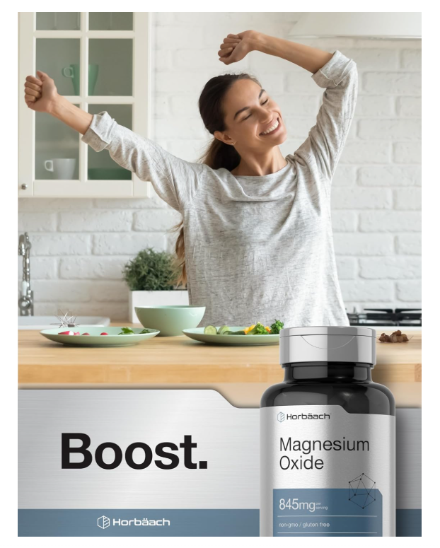 Óxido de Magnesio Horbäach  | 845 mg | 200 Comprimidos Recubiertos | Suplemento Vegetariano, sin OMG y sin Gluten
