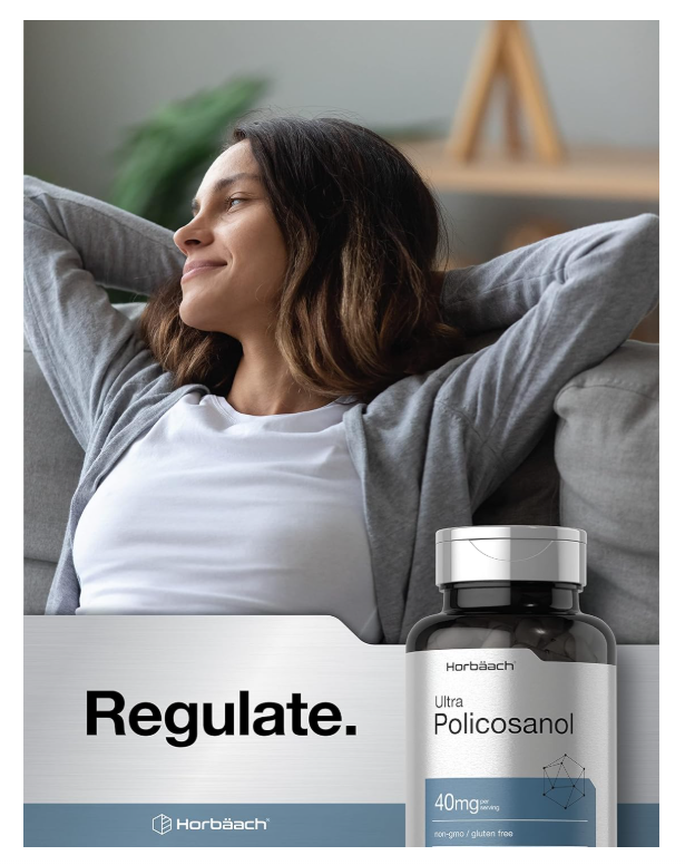 Policosanol Horbäach 40mg | 200 Cápsulas | Suplemento sin OMG y sin Gluten