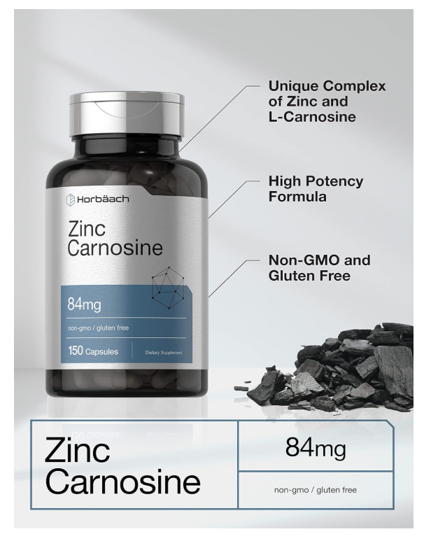 Carnosina de Zinc Horbäach  | 84 mg por Cápsula | 150 unidades | Sin OMG y sin Gluten