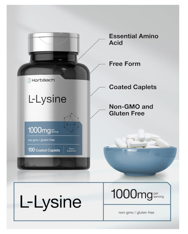 L-lisina Horbäach 1000mg | 100 Cápsulas | Aminoácido Esencial | Fórmula Vegetariana, sin OMG y sin Gluten