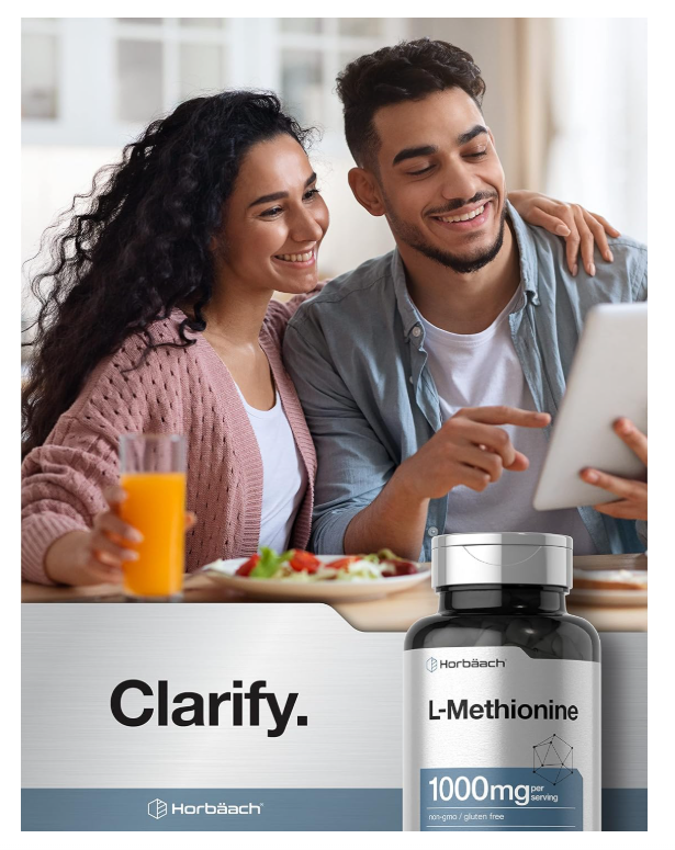 L-metionina Horbäach  1000mg | 100 Cápsulas | Sin OMG, sin Gluten