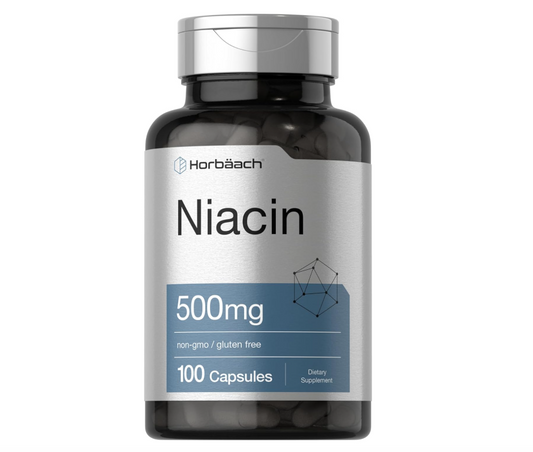 Niacina Horbäach 500mg | Vitamina B3 500 mg | 100 Cápsulas | Sin OMG y Sin Gluten