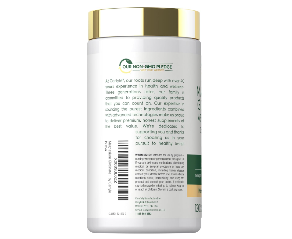 Glicinato de Magnesio con Ashwagandha Carlyle | 2,740 mg | 120 cápsulas
