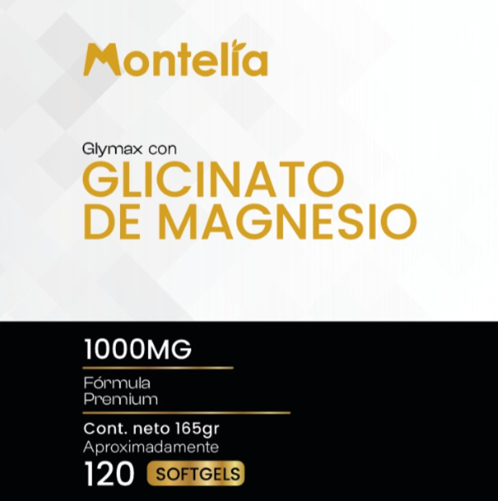 Glicinato de Magnesio Montelia | 1000mg Formula Premiun | 120 Softgels