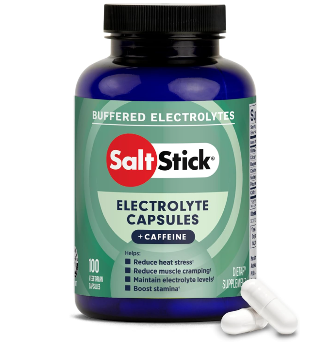 SaltStick Electrolitos con cafeína | Cápsulas de Sal, Alivio de Calambres, Recuperación Deportiva