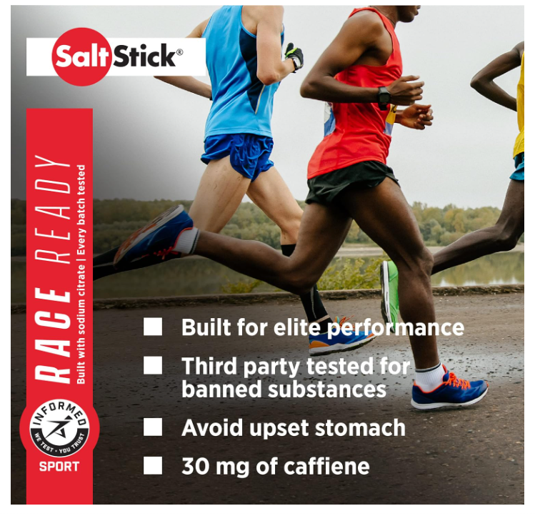 SaltStick Electrolitos con cafeína | Cápsulas de Sal, Alivio de Calambres, Recuperación Deportiva