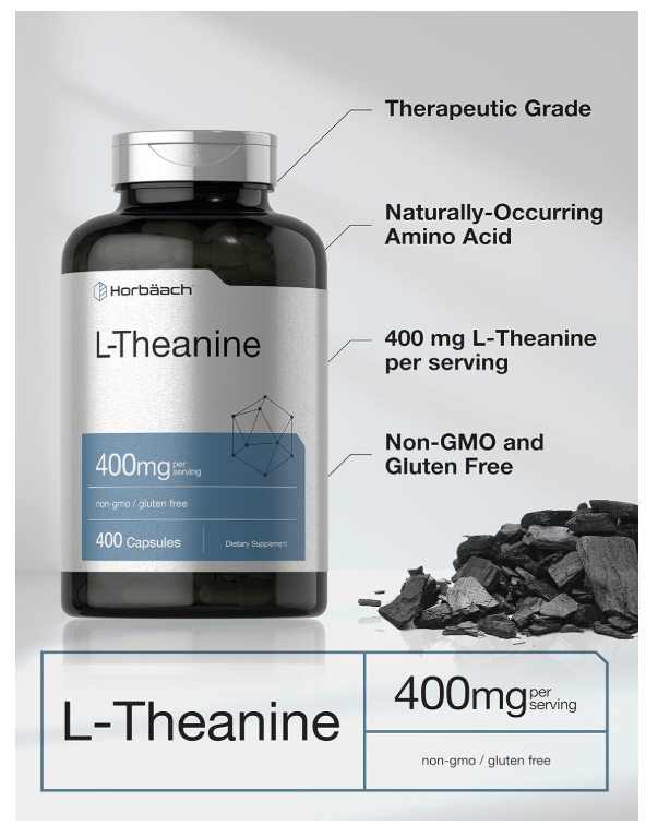 L-teanina 400 mg Horbäach | 400 Cápsulas | Sin OMG y Sin Gluten