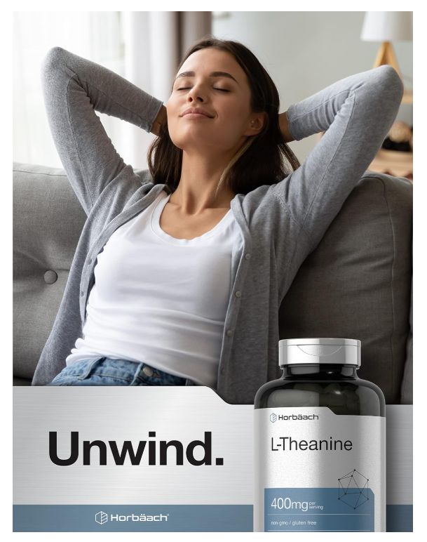 L-teanina 400 mg Horbäach | 400 Cápsulas | Sin OMG y Sin Gluten