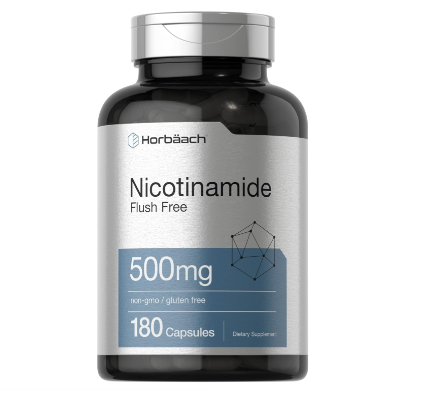 Nicotinamida 500mg Horbäach | 180 Cápsulas | Sin OMG y Sin Gluten